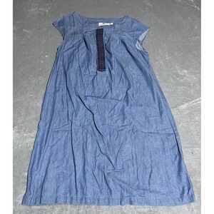 Vineyard Vines Dress Girls 6 Blue Embroidered Henley Cap Sleeve A Line Coastal